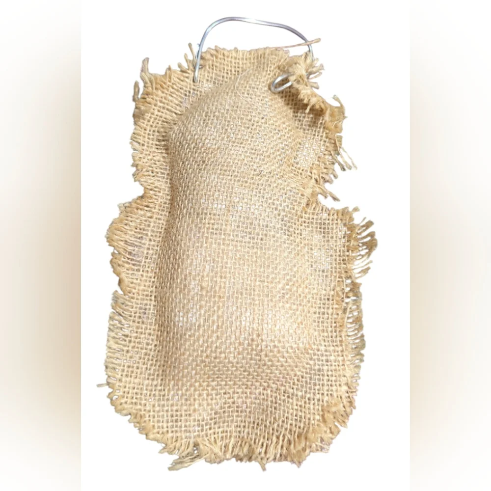 Handmade Festive Burlap Snowman Ornament.